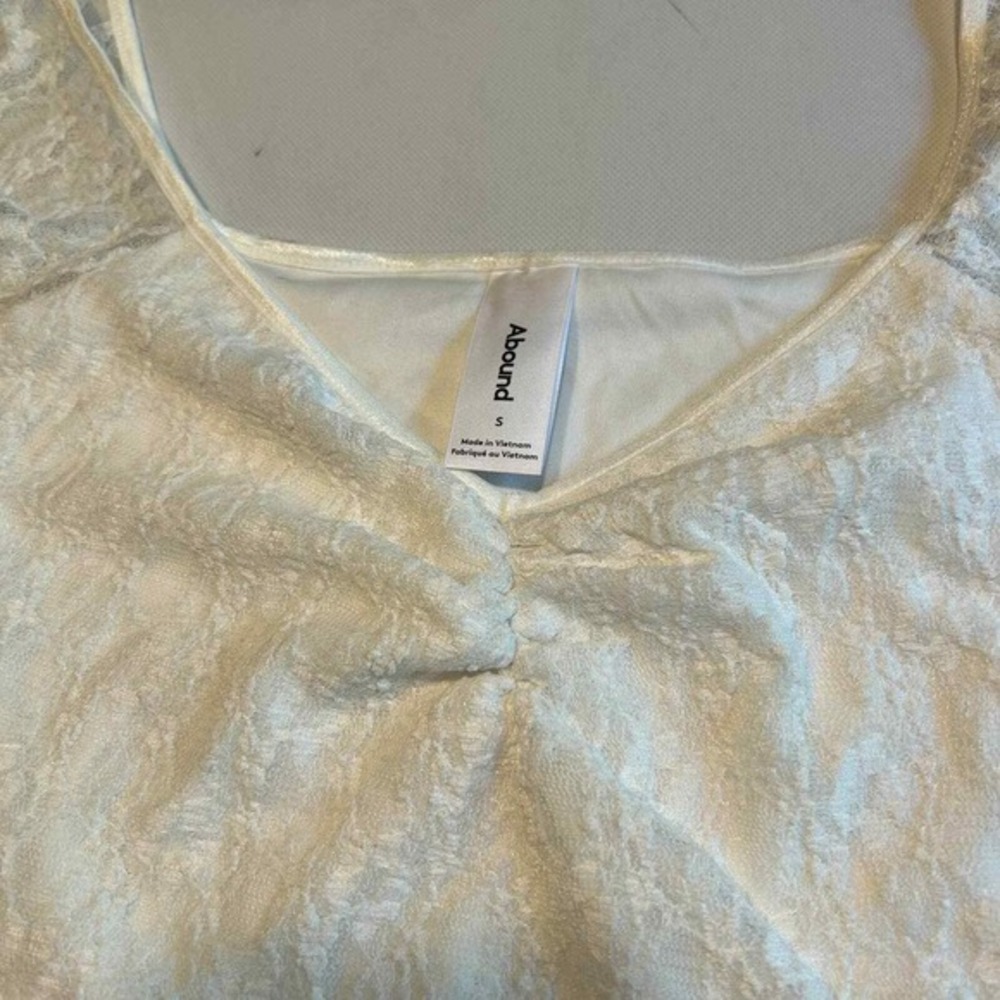 Abound Womens Small White Lace Cap Sleeve Top‎ Womens Small Cute Summer Crop Top - Picture 4 of 9